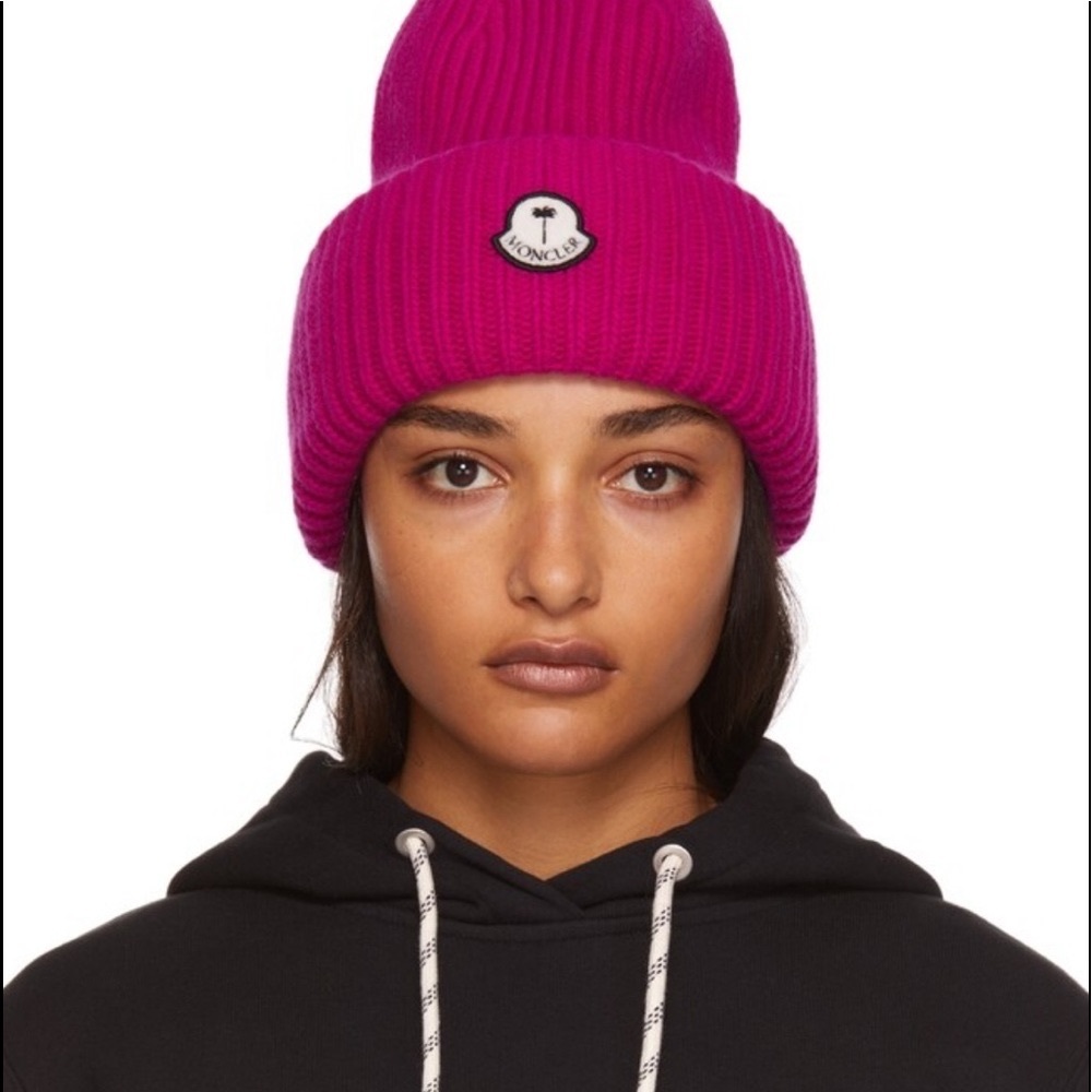 Moncler Palm Angels Pink Wool Beanie